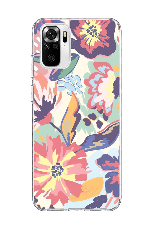 Redmi Note 10 / 10S Compatible Abstract Pastel Flower Printed Transparent Phone Case