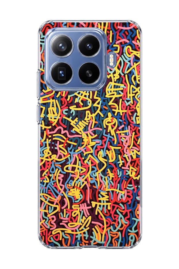 Mi 17t Pro Compatible Colorful Mixed Line Printed Transparent Phone Case