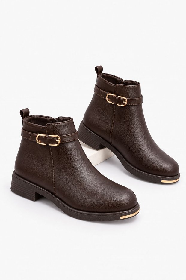 Women's Classic Leather Belt Buckle Zippered Anatomical Comfortable Winter Non-Slip Sole Stylish Women's Boots