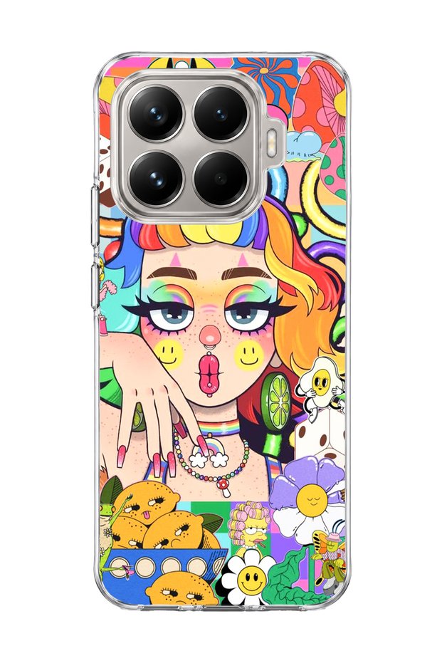 Mi 15t Pro Compatible Rainbow Hair Girl Printed Transparent Phone Case