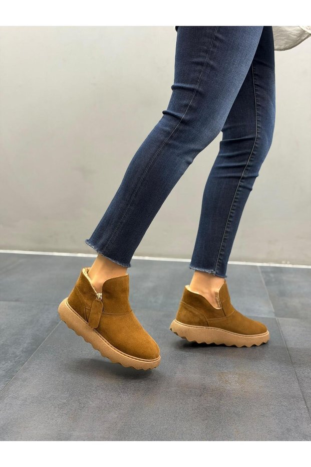 Taba Suede Leather and Fur Women's Daily Boots