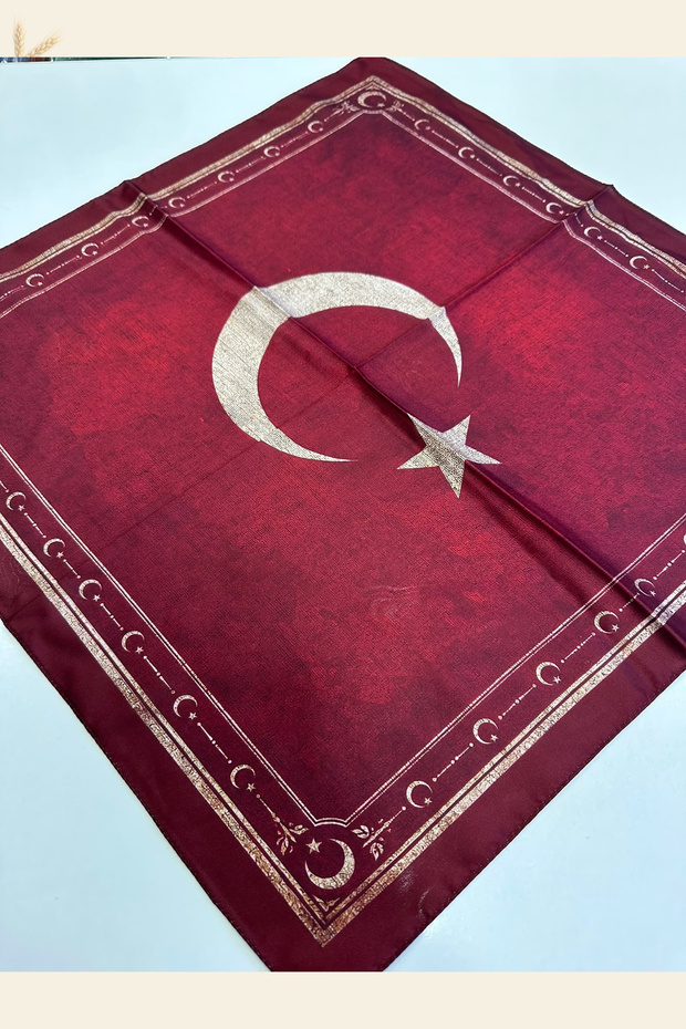 Turkish Flag and Atatürk Printed Bandana Scarf 50X50 cm