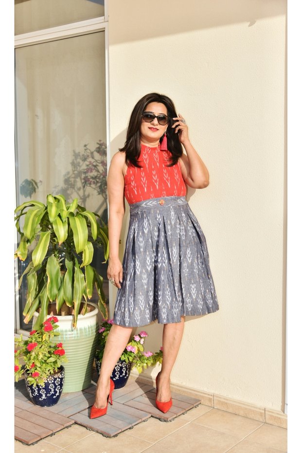 Halter Neck Ikat Print Outfit