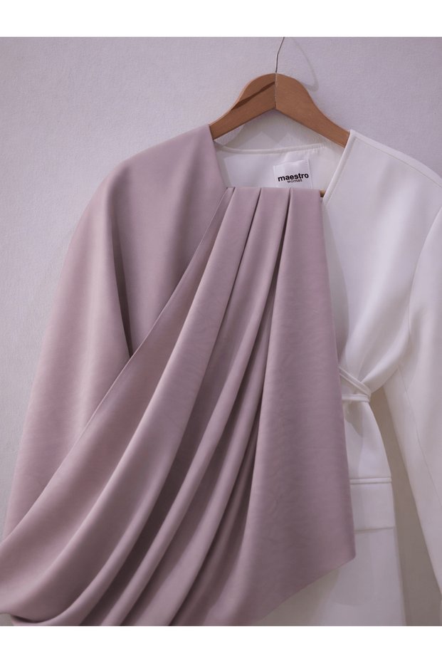 Mysterious Geometry Pattern Jacquard Shawl - Sand Beige