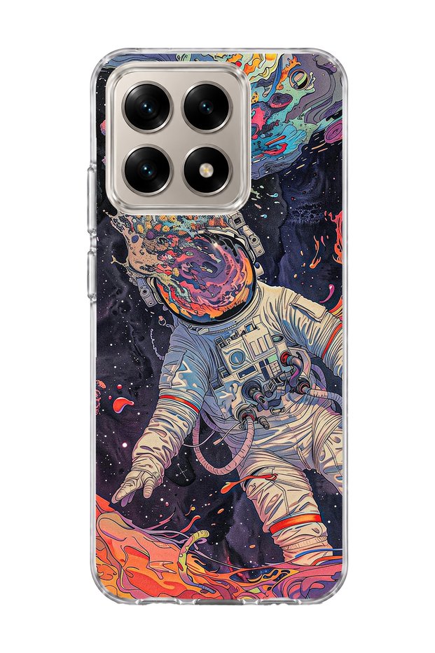 Mi 15t Compatible Colorful Astronaut Printed Transparent Phone Case