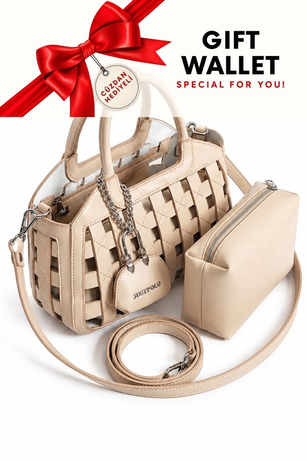 Women's Organ Patterned Hand and Shoulder Bag with Mink Wallet, Cross Strap, Premium Design, Lux Segment