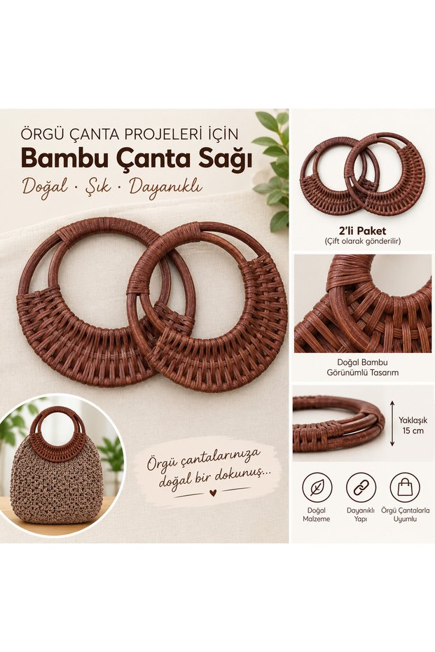 Bamboo Bag Handle for Knitted Bags - 1 Pair