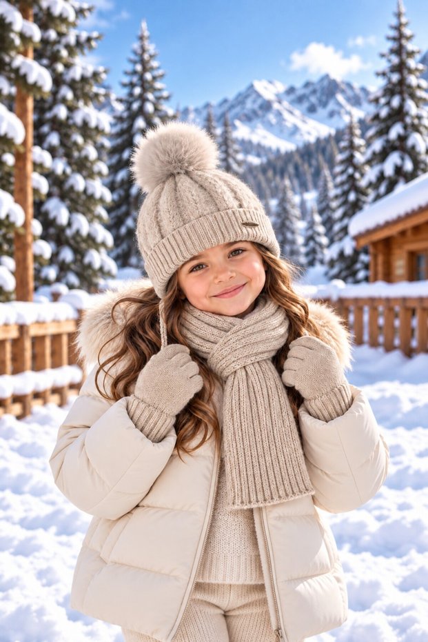 Ki̇tti̇ 26170-03 Girls 4-8 Years Old Scarf, Beanie, Gloves Set