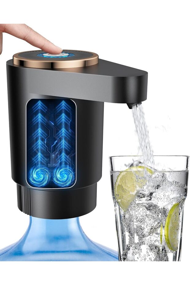 5 Gallon Water Jug Pump – Portable Electric Water Dispenser with USB-C Charging, Dual Motor, Fast Flow – Ideal for Home, Office, Camping, RV, Black