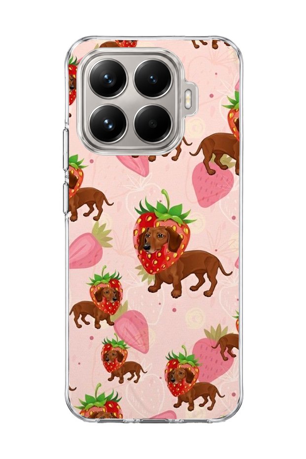 Mi 15t Pro Compatible Strawberry Sausage Dog Printed Transparent Phone Case