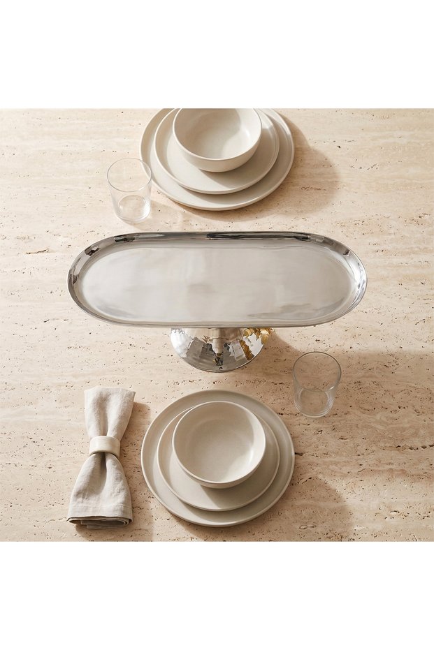 Palm Stainless Steel Platter - 37x18 cms