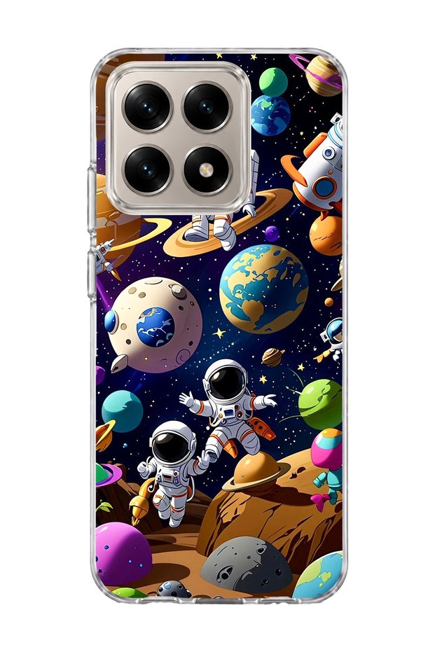 Mi 15t Compatible Cute Astronaut Planet Printed Transparent Phone Case
