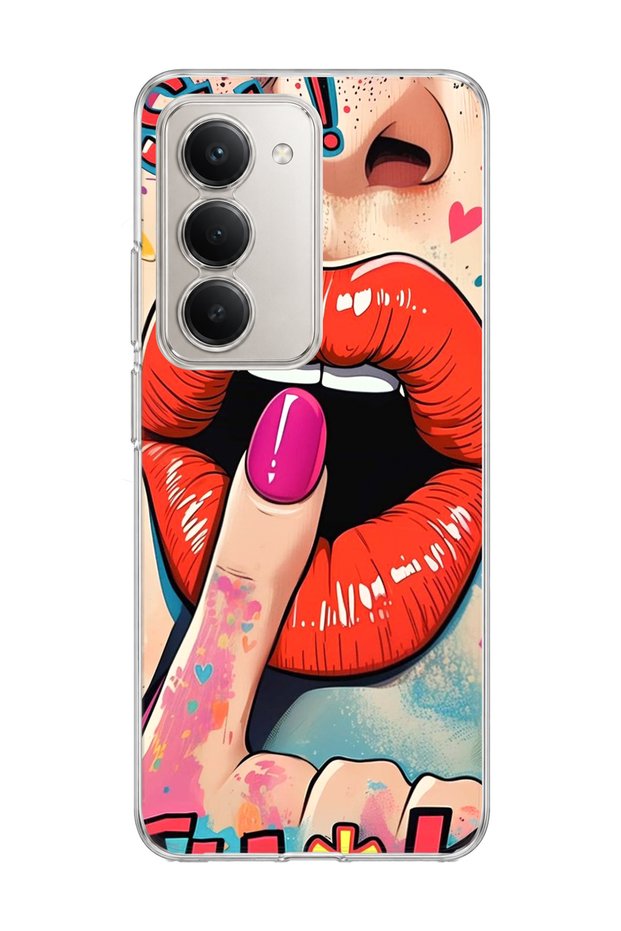 Redmi 15 Compatible Red Lip Printed Transparent Phone Case