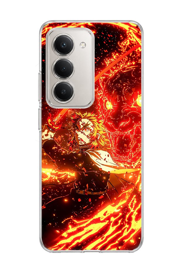 Redmi 15 Compatible Anime Flame Sword Printed Transparent Phone Case