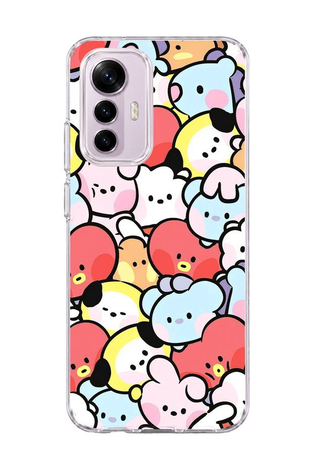 Mi 12 Lite Compatible Cute Colorful Characters Printed Transparent Phone Case