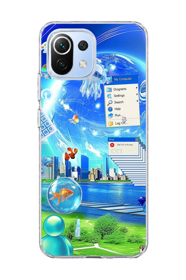 Mi 11 Lite Compatible Transparent Phone Case with Jellyfish and City Print