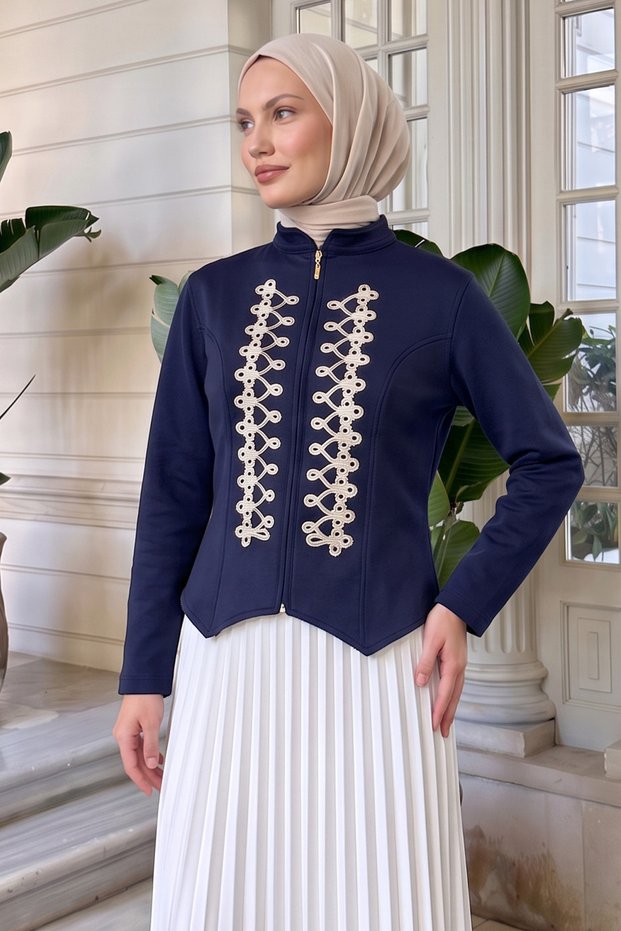 Embroidered Jacket 202718 - Dark Blue