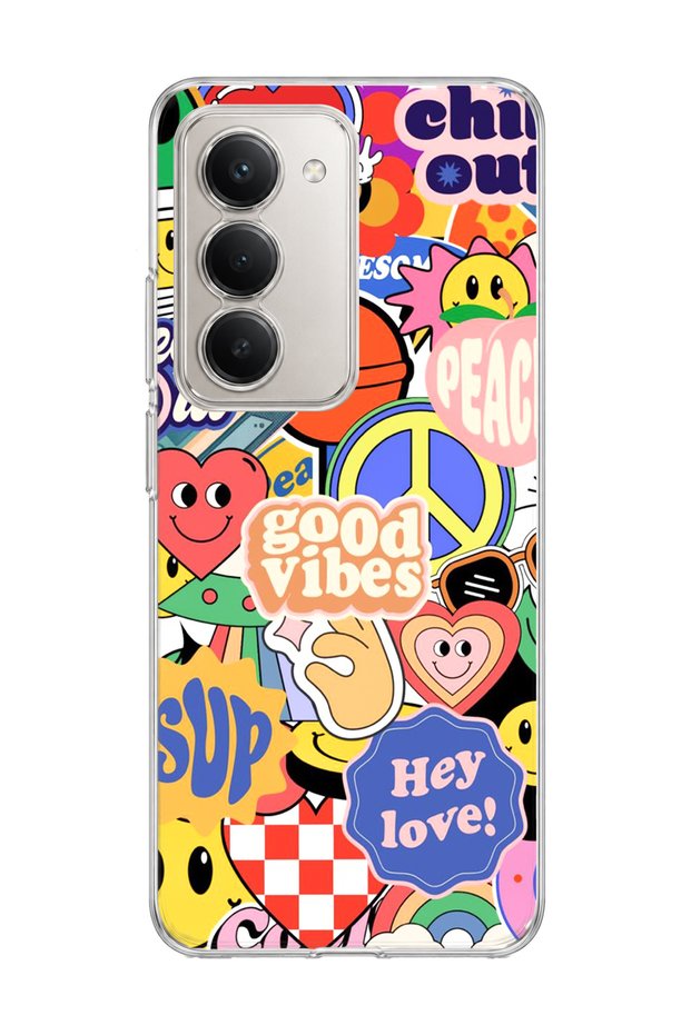 Redmi 15 Compatible Smiley Face Sticker Printed Transparent Phone Case