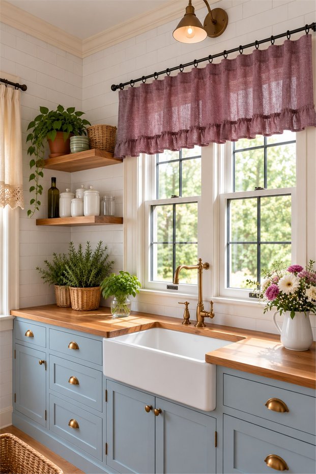 Naturel Country Farbela Valans Curtain – Gathered Country Curtain