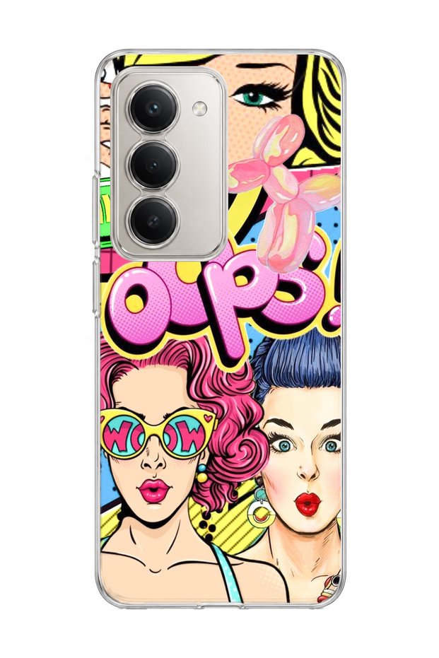 Redmi 15 Compatible Colorful Comic Book Women Printed Transparent Phone Case