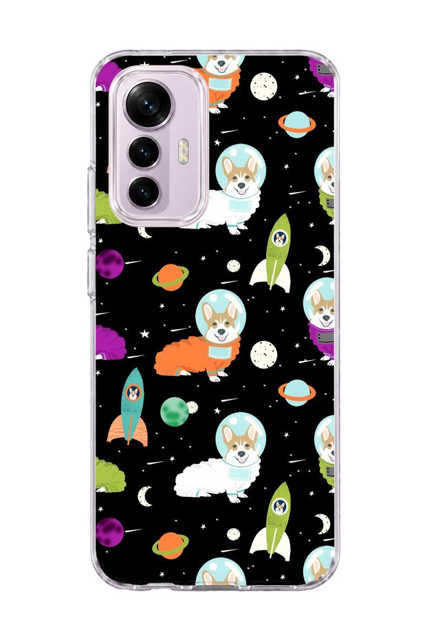 Mi 12 Lite Compatible Astronaut Dog Printed Transparent Phone Case