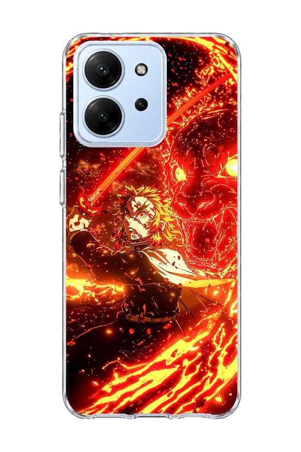Redmi 15C Compatible Anime Flame Sword Printed Transparent Phone Case