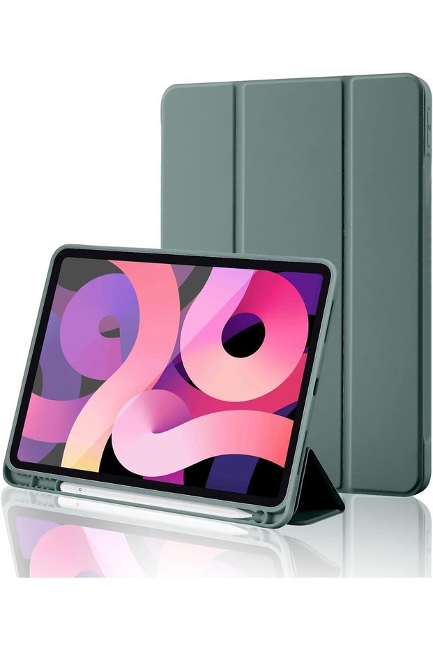 BluePeak Case for iPad 10th Generation 2022, 10.9 Inch, TPU Material, Trifold Stand, Pencil Holder, Protective Smart Cover (Pine Green)