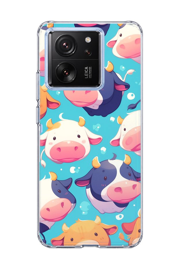 Mi 13t Compatible Cute Cow Printed Transparent Phone Case