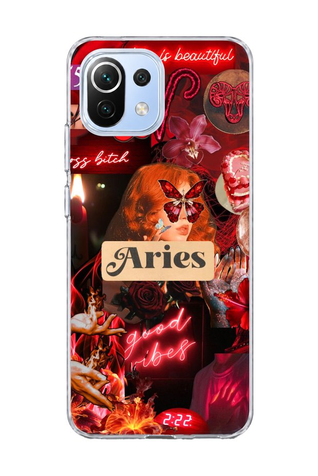 Mi 11 Lite Compatible Aries Sign Printed Transparent Phone Case