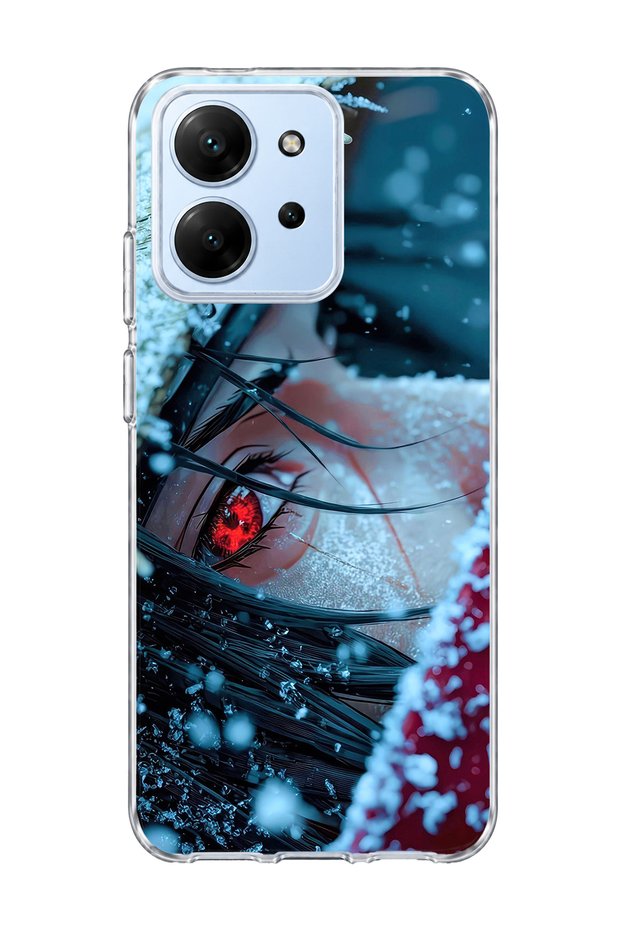 Redmi 15C Compatible Anime Red Eye Printed Transparent Phone Case
