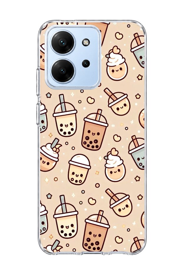 Redmi 15C Compatible Cute Bubble Tea Printed Transparent Phone Case