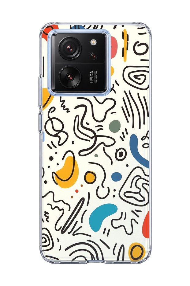 Mi 13t Compatible Colorful Abstract Scrawl Printed Transparent Phone Case