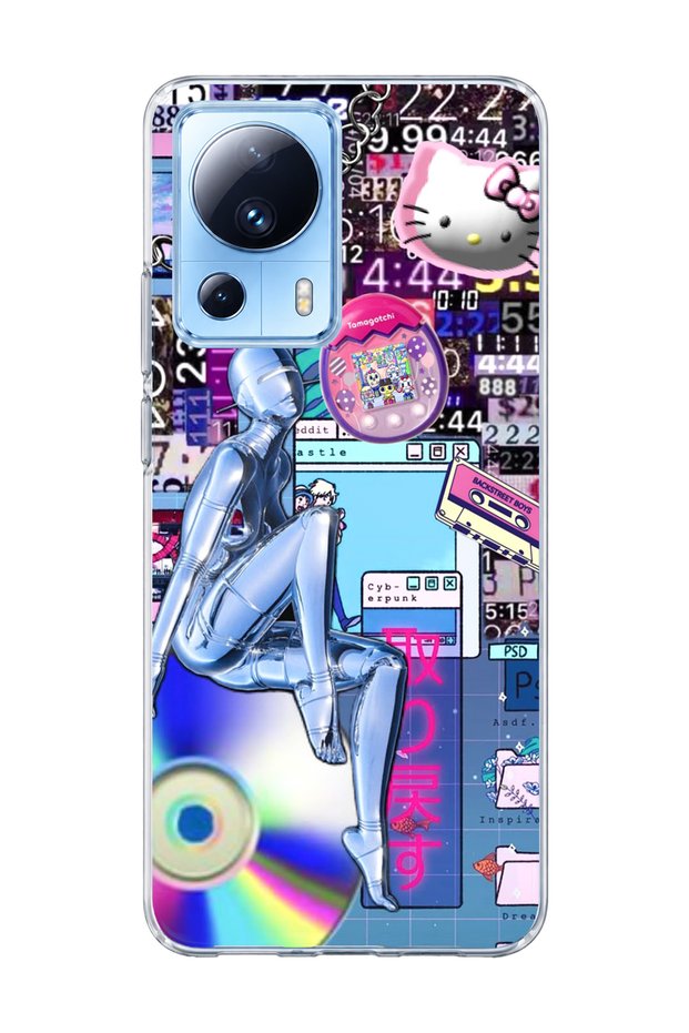 Mi 13 Lite Compatible Chrome Robot Women's Printed Transparent Phone Case
