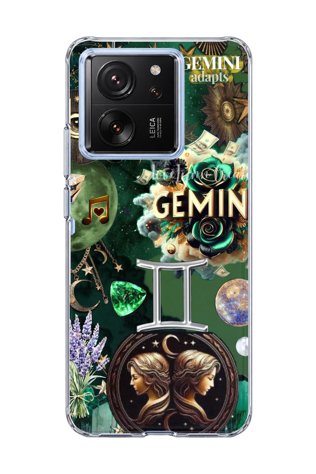 Mi 13t Compatible Gemini Zodiac Sign Printed Transparent Phone Case