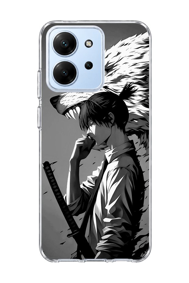 Redmi 15C Compatible Anime Wolf Warrior Printed Transparent Phone Case