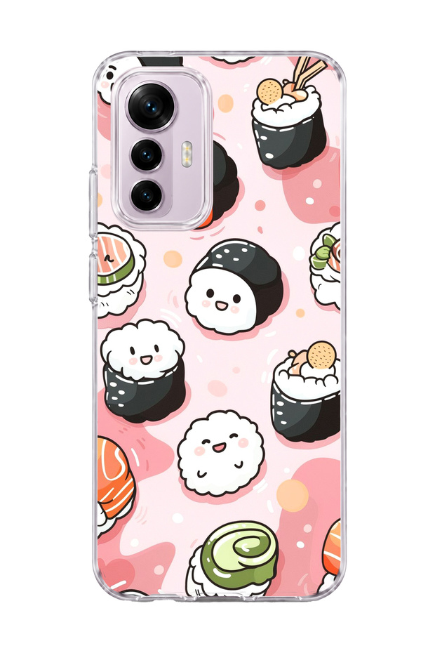 Mi 12 Lite Compatible Cute Sushi Printed Transparent Phone Case