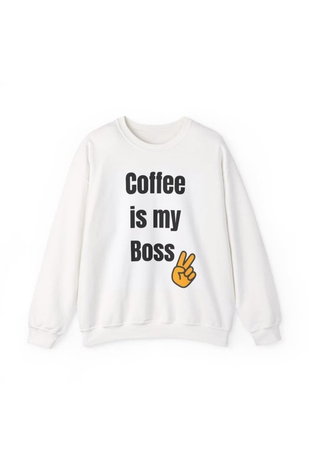 Coffee Is My Printed Cotton 3 Thread Threaded Crew Neck Oversize Sweatshirt