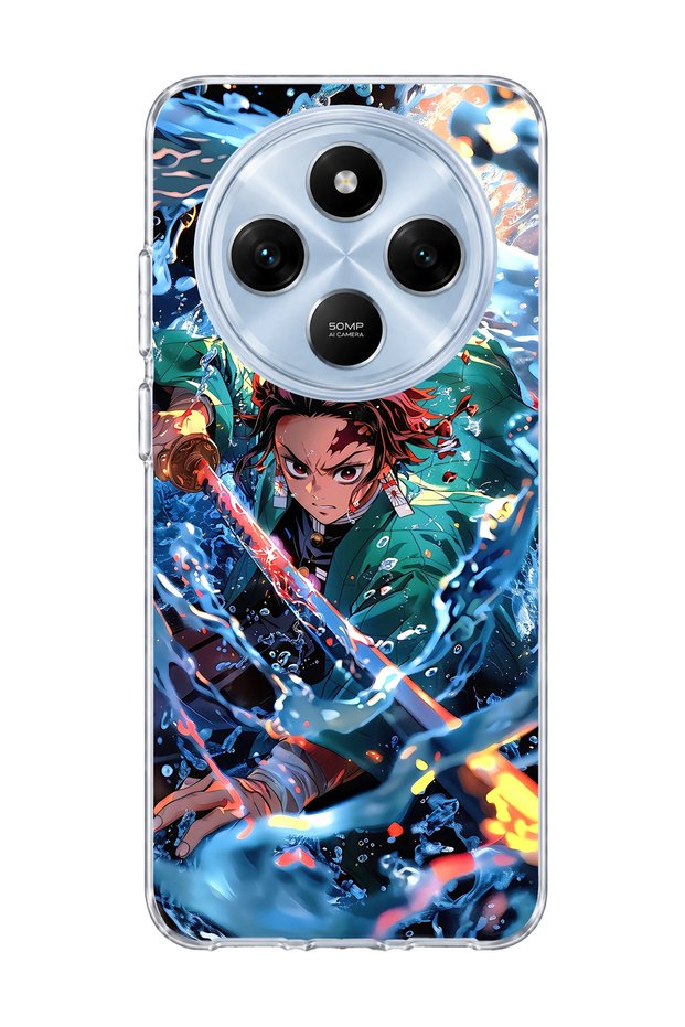 Redmi 14C Compatible Anime Water Sword Printed Transparent Phone Case