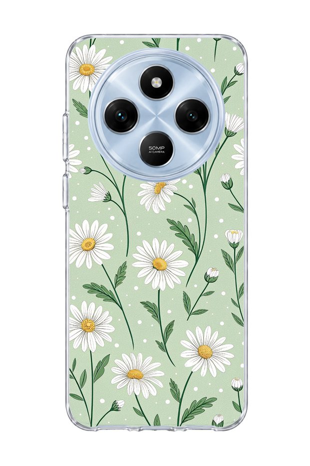 Redmi 14C Compatible Daisy Green Printed Transparent Phone Case