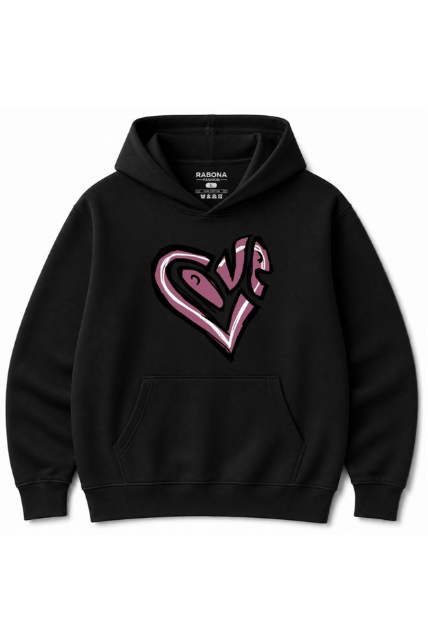 Love in Motion – Pink Graffiti Heart Graphic Hoodie