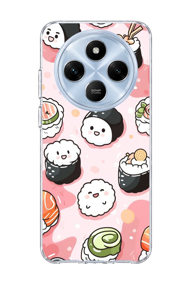 Redmi 14C Compatible Cute Sushi Printed Transparent Phone Case