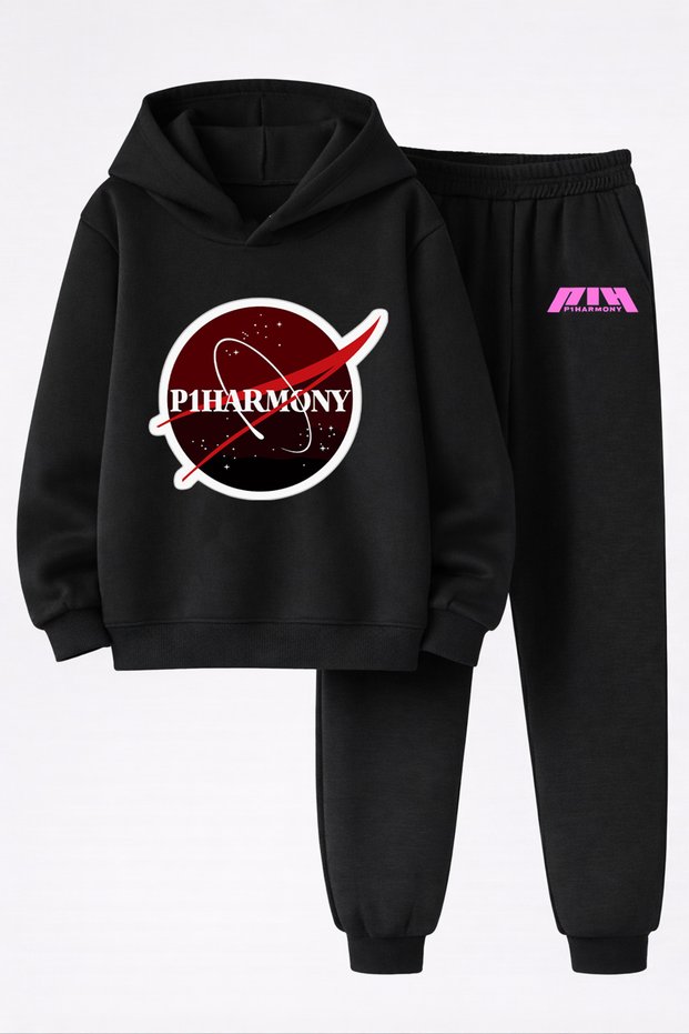 P1 Harmony K-Pop Group Printed 3-Yarn Quality Sweatshirt and Sweatpants Children's Top-Bottom Set