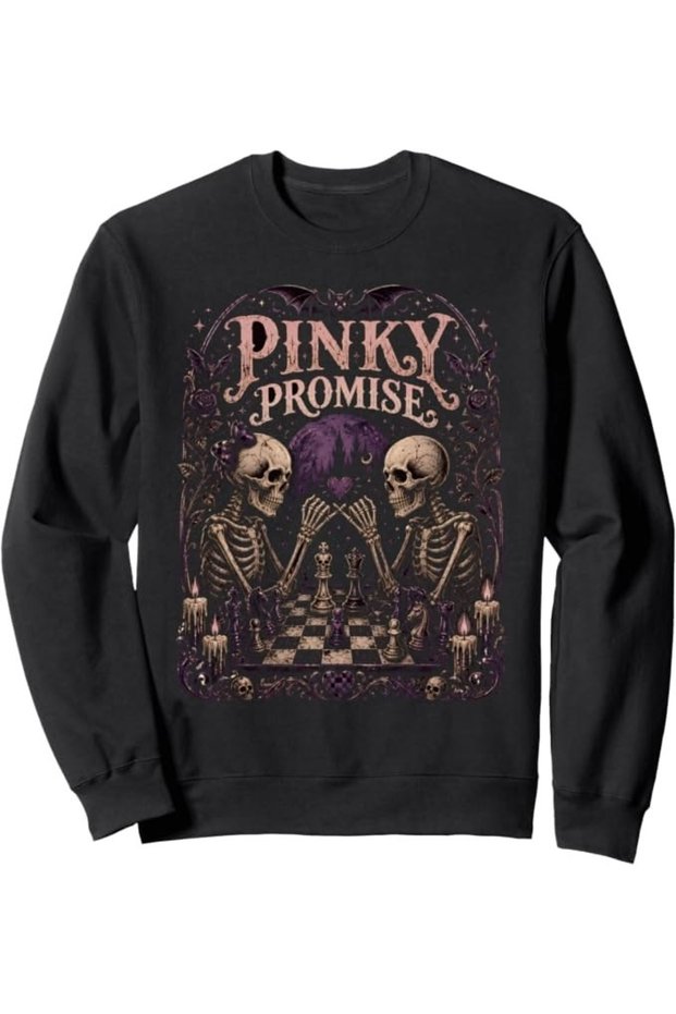 Pinky Promise Printed Cotton 3 Thread Threaded Crew Neck Oversize Sweatshirt