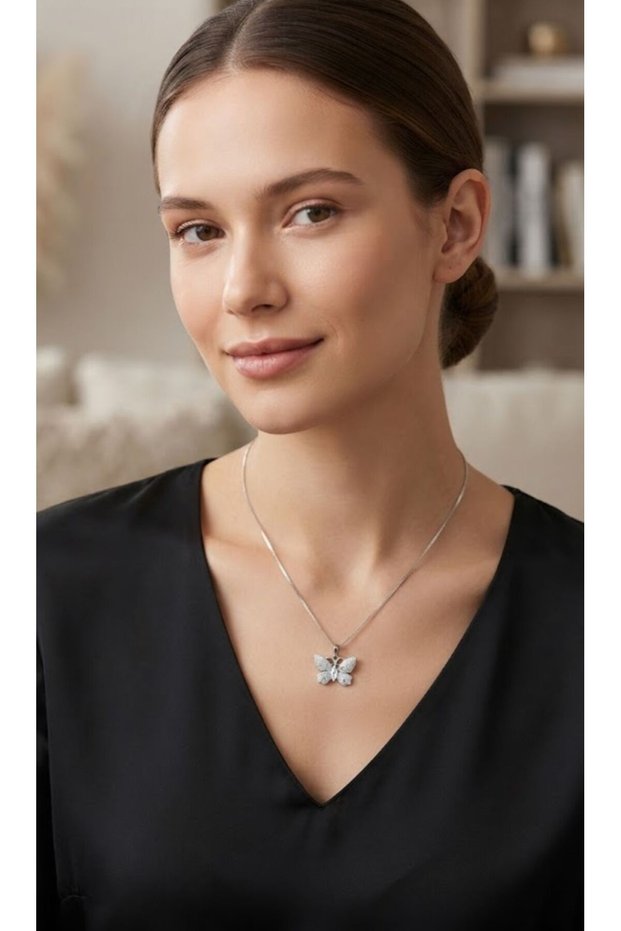 Butterfly Stone Necklace Earring Set