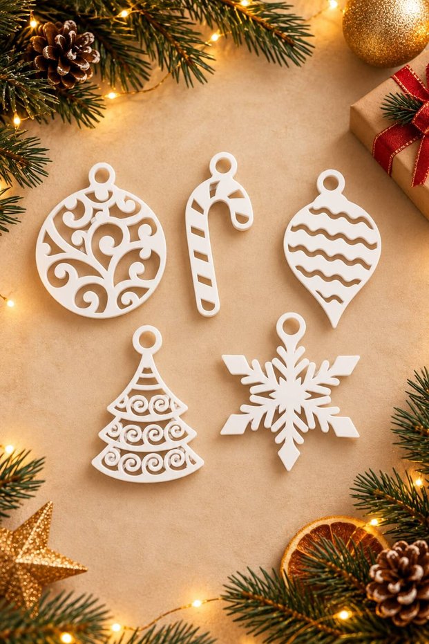 Christmas Decor Party Decorations Snowflake Christmas Tree Ornaments, Christmas Ornaments Set of 5