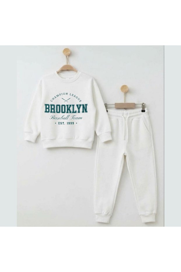 Team Sweatshirt Brooklyn Baseball Logo Printed Girls Boys Crew Neck