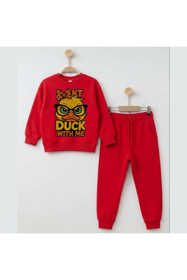 Team Sweatshirt Stylish Duck Print Girls Boys Crew Neck