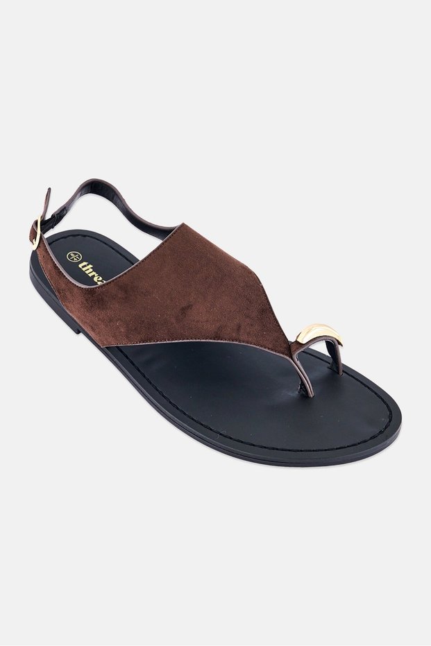 Women Adjustable Buckle Closure Sandals, Chocolate Brown