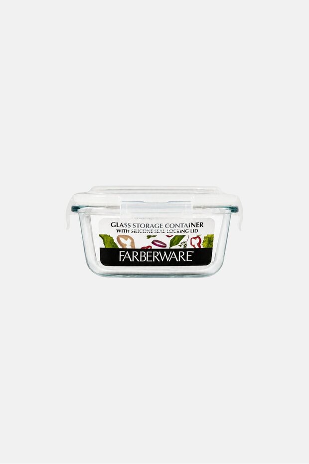 Square Glass Container With Vented Lid, Transparent