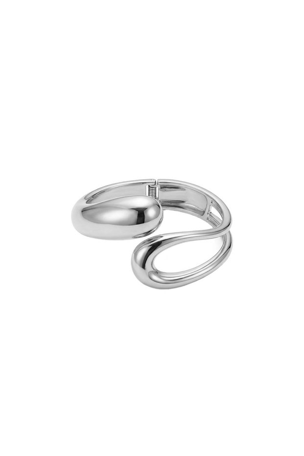 Metal Form Collection Loop Clamp Bracelet - Silver